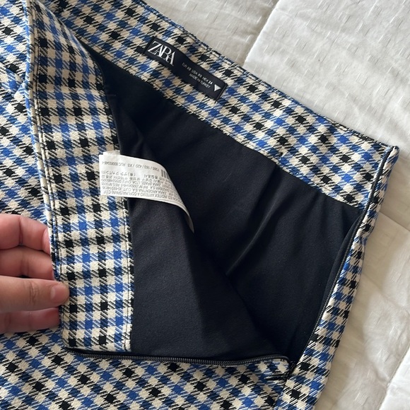 Zara Gingham Mini Skirt XS Blue & White - Picture 8 of 12